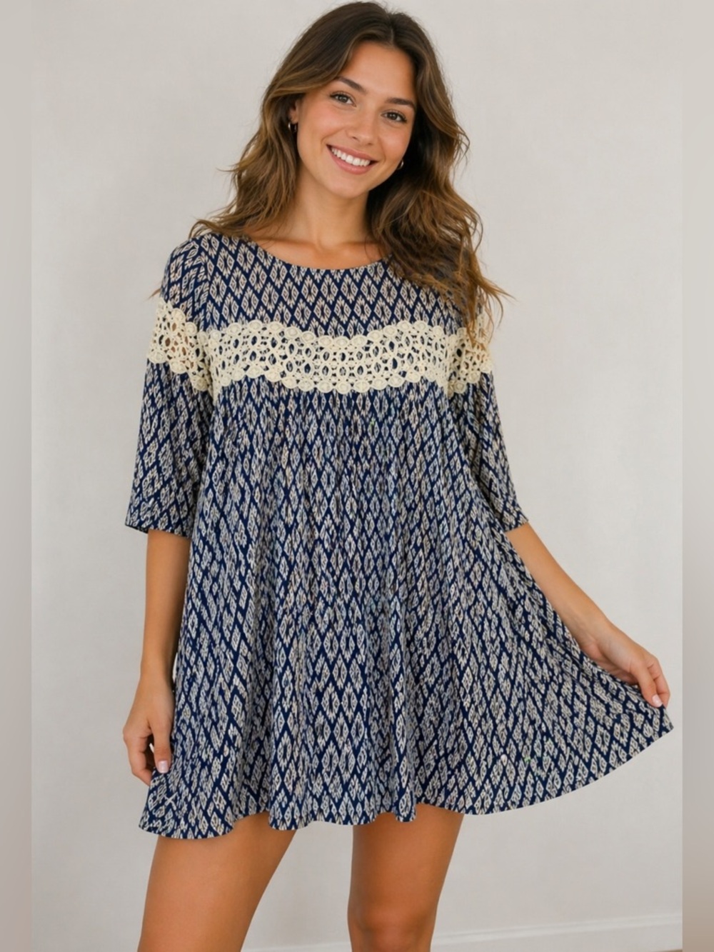 ✨ Kori America Boho Babydoll Dress | Size S | Lace Detail 💙✨